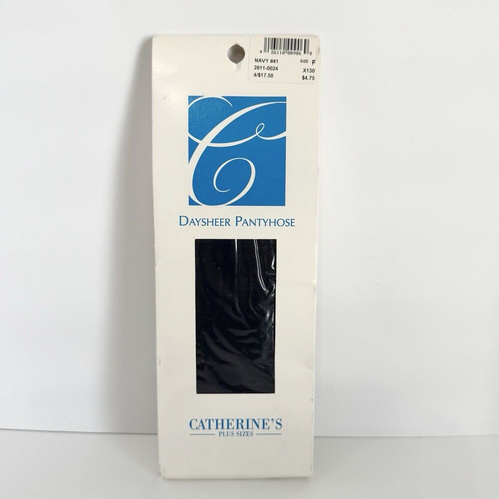 Catherines Day Sheer Pantyhose 1 Pair Plus Size F 400 lbs to 450 lbs Navy Blue
